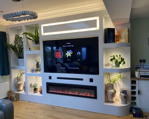 Living room with a bespoke illuminated media wall